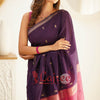 Flattering Purple Cotton Silk Saree With Extraordinary Blouse Piece