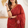 Stunning Red Cotton Silk Saree With Elegant Blouse Piece