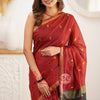Stunning Red Cotton Silk Saree With Elegant Blouse Piece