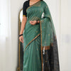 Vibrant Sea Green Cotton Silk Saree With Inimitable Blouse Piece