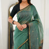 Vibrant Sea Green Cotton Silk Saree With Inimitable Blouse Piece