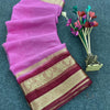 Exquisite Dark Pink Organza Silk Saree With Scintillating Blouse Piece