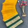 Exemplary Yellow Organza Silk Saree With Allure Blouse Piece