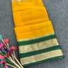 Exemplary Yellow Organza Silk Saree With Allure Blouse Piece