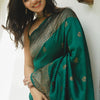 Prominent Dark Green Soft Silk Saree With Comely Blouse Piece