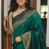 Prominent Dark Green Soft Silk Saree With Comely Blouse Piece