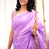 Ephemeral Lavendor Cotton Silk Saree With Artistic Blouse Piece