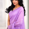 Ephemeral Lavendor Cotton Silk Saree With Artistic Blouse Piece