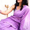 Ephemeral Lavendor Cotton Silk Saree With Artistic Blouse Piece