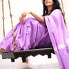 Ephemeral Lavendor Cotton Silk Saree With Artistic Blouse Piece