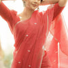 Pretty Red Cotton Silk Saree With Charming Blouse Piece