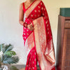 Dissemble Red Soft Silk Saree With Bewitching Blouse Piece