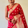 Dissemble Red Soft Silk Saree With Bewitching Blouse Piece