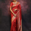 Classy Red Soft Silk Saree With Wonderful Blouse Piece