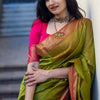 Sizzling Green Soft Silk Saree With Glowing Blouse Piece