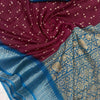Fugacious Wine Digital Printed Dola Silk Saree With Palimpsest Blouse Piece