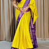 Magnetic Yellow Digital Printed Dola Silk Saree With Mellifluous Blouse Piece