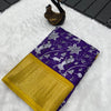 Charming Royal Blue Digital Printed Dola Silk Saree With Phenomenal Blouse Piece