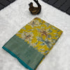 Flattering Mustard Digital Printed Dola Silk Saree With Dazzling Blouse Piece