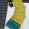 Girlish Mustard Digital Printed Dola Silk Saree With Captivating Blouse Piece