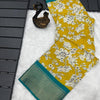 Prominent Mustard Digital Printed Dola Silk Saree With Desirable Blouse Piece