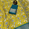 Entrancing Mustard Digital Printed Dola Silk Saree With Beleaguer Blouse Piece