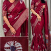 Classic Maroon Digital Printed Dola Silk Saree With Bewitching Blouse Piece