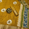 Elision Mustard Digital Printed Dola Silk Saree With Moiety Blouse Piece