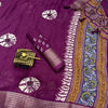 Woebegone Purple Digital Printed Dola Silk Saree With Incredible Blouse Piece