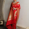 Fairytale Red Soft Silk Saree With Ailurophile Blouse Piece
