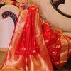 Fairytale Red Soft Silk Saree With Ailurophile Blouse Piece