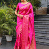 Outstanding Dark Pink Soft Silk Saree With Demanding Blouse Piece