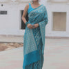Extraordinary Firozi Soft Silk Saree With Lovely Blouse Piece