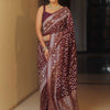 Fancifull Wine Soft Silk Saree With Classic Blouse Piece