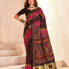 Tantalizing Black Nylon Dola Pashmina Saree With Beauteous Blouse Piece