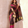 Tantalizing Black Nylon Dola Pashmina Saree With Beauteous Blouse Piece