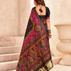 Tantalizing Black Nylon Dola Pashmina Saree With Beauteous Blouse Piece
