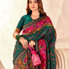 Lustrous Dark Green Nylon Dola Pashmina Saree With Devastating Blouse Piece