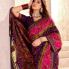 Prominent Purple Nylon Dola Pashmina Saree With Entrancing Blouse Piece