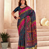 Refreshing Rama Nylon Dola Pashmina Saree With Scrumptious Blouse Piece