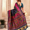 Refreshing Rama Nylon Dola Pashmina Saree With Scrumptious Blouse Piece