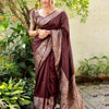 Adorning Brown Soft Silk Saree With Fancifull Blouse Piece