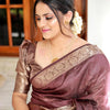 Adorning Brown Soft Silk Saree With Fancifull Blouse Piece