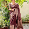 Adorning Brown Soft Silk Saree With Fancifull Blouse Piece