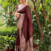 Adorning Brown Soft Silk Saree With Fancifull Blouse Piece