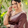Adorning Brown Soft Silk Saree With Fancifull Blouse Piece