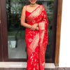 Classy Red Soft Silk Saree With Traditional Blouse Piece