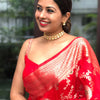 Classy Red Soft Silk Saree With Traditional Blouse Piece