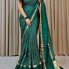 Splendorous Dark Green Digital Printed Dola Silk Saree With Unequalled Blouse Piece