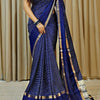 Palimpsest Navy Blue Digital Printed Dola Silk Saree With Surreptitious Blouse Piece